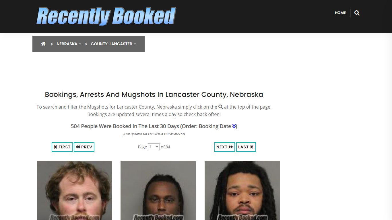 Bookings, Arrests and Mugshots in Lancaster County, Nebraska